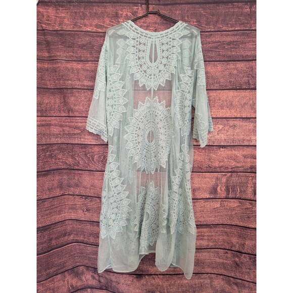 Rachel Zoe Sea Foam Lace Cardigan Cover Up One Size - Picture 2 of 6